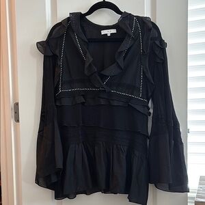 IRO women’s Black Ruffled sheer blouse Top